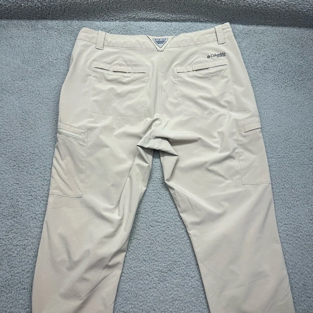 Columbia PFG XM3629 Mens Size 36W 30L Beige Cropped Cargo Fishing Outdoors Pants